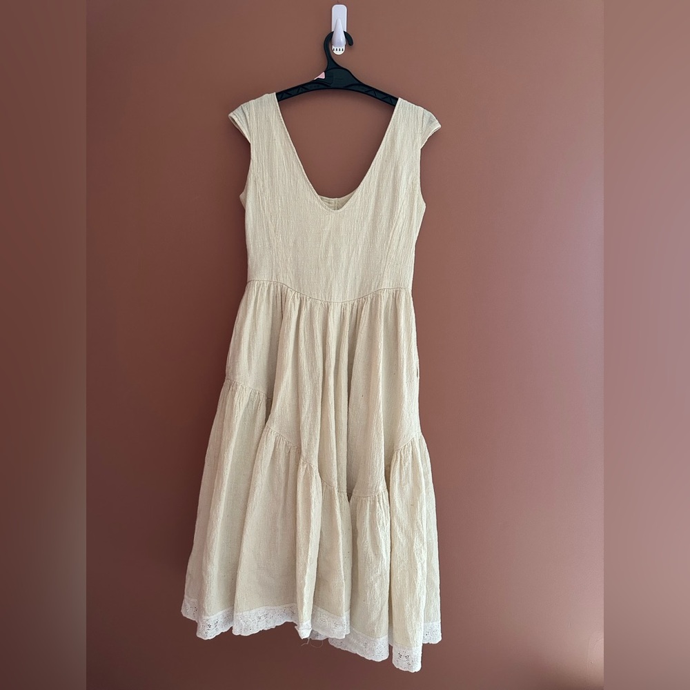Claudette Dress In Cream Organic Kala Cotton - Picture 2 of 4